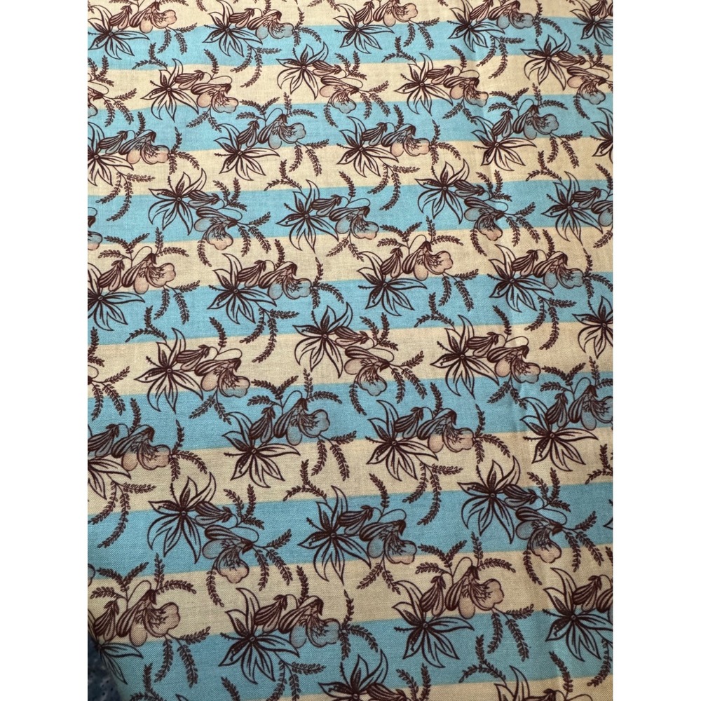 The Solebury Collection Fabric 3.25 Yards Blue Cream Floral Stripe Botanical 44"